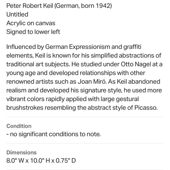 Abstract Expressionist Acrylic Painting by Peter Robert Keil - Signed - Picture 6 of 6